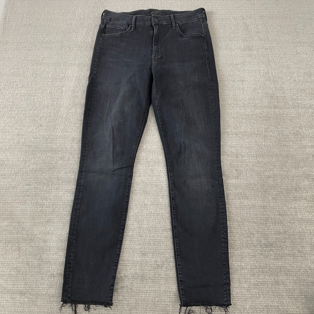 MOTHER Black Washed Ankle Crop Jeans
